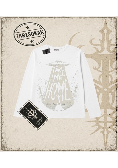 Tarzsokak Gotik & Grunge Streetwear Take Me Home Long Sleeve Beyaz