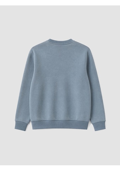 Lcwaıkıkı Classic İndigo Bisiklet Yaka Baskılı Erkek Kalın Sweatshirt