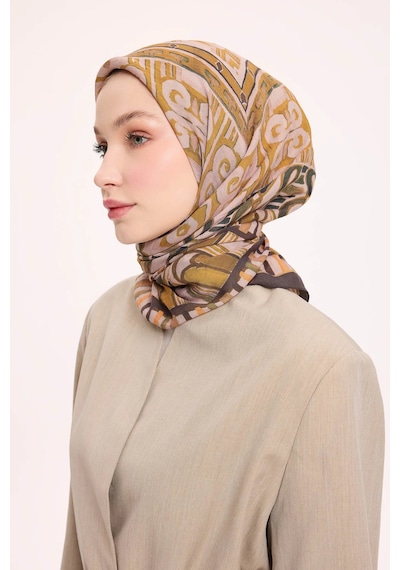 Silk Home Dört Mevsim Antik Motif Viskon Velora Eşarp 6419 Krem