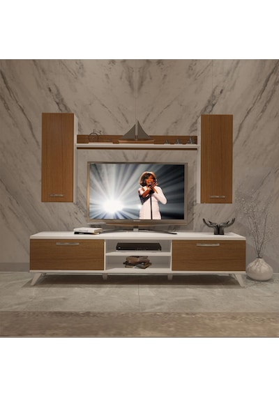 Decoraktiv Eko 5d Mdf Dvd Retro Tv Ünitesi Tv Sehpası Beyaz - Ceviz