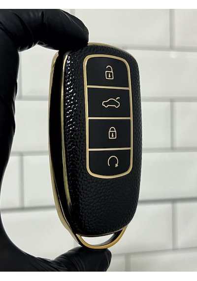 Chery Tiggo 8 Pro Uyumlu Smart Anahtar Kılıfı Gold - Siyah