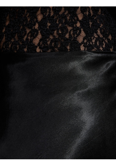 Koton Slim Fit Dantel Detaylı Uzun Saten Etek Siyah 6wak70111ew Siyah