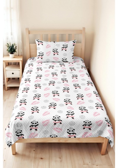 Evimde Bambaşka Panda Pembe Kız Çocuk Pike Takımı - Pastel Siyah Bebek Odası Mevsimlik Yatak Örtüsü - 160x220 CM Evimde Bambaşka Panda Pembe Kız Çocuk Pike Takımı - Pastel Siyah Bebek Odası Mevsimlik Yatak Örtüsü - 160x220 CM
