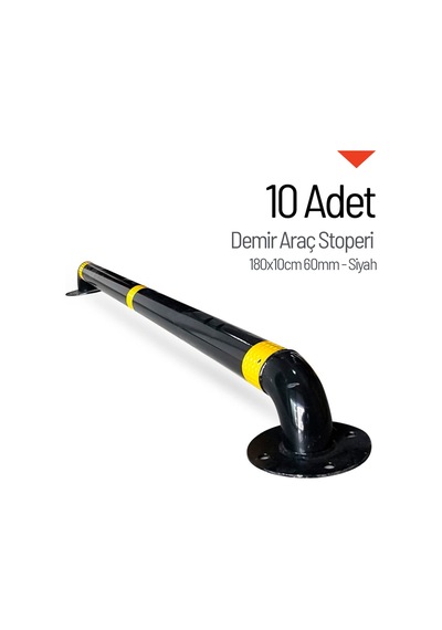 10'lu Demir Araç Stoperi Seti Siyah 180x10cm 60mm-3663