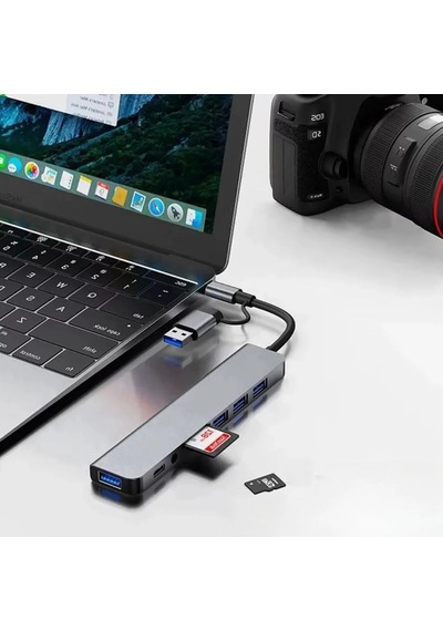8 İn 1 Usb Çevirici Notebook Apple Uyumlu Macbook Type-c Görüntü Aktarıcı Hub 5365
