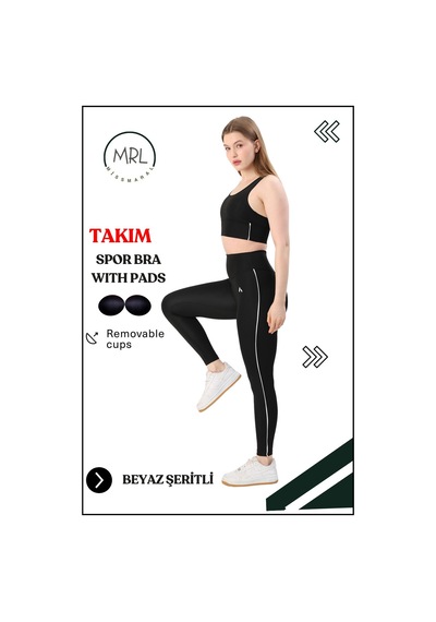 Missmaral Kadın Spor Takım Yüksek Bel Tayt Pedli Büstiyer Sport Team High Waist Padded Bustier Black 3054 Siyah Beyaz Missmaral Kadın Spor Takım Yüksek Bel Tayt Pedli Büstiyer Sport Team High Waist Padded Bustier Black 3054 Siyah Beyaz
