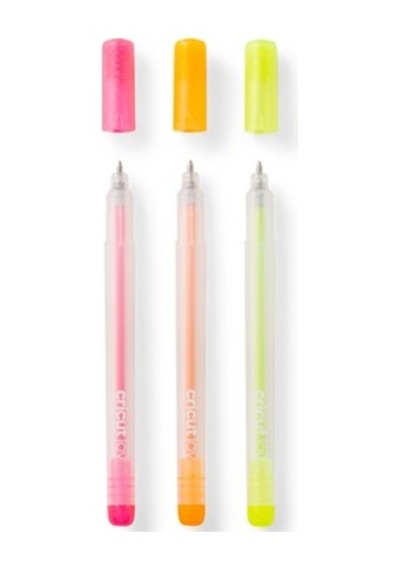 Glitter Jel Kalem Seti, 3'lü, 0.8 Mm Kalınlık, Pembe Ve Turuncu Renkler