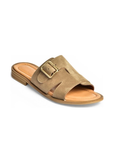 Fox Shoes Y944791002 Vizon Hakiki Deri Süet Kadın Terlik