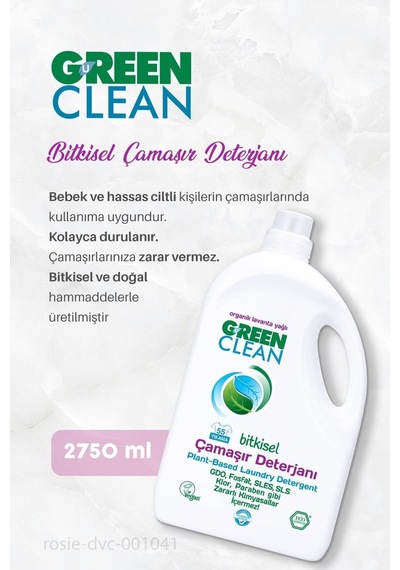 Green Clean Bitkisel Çamaşır Deterjanı 2750 Ml 55 Yıkama