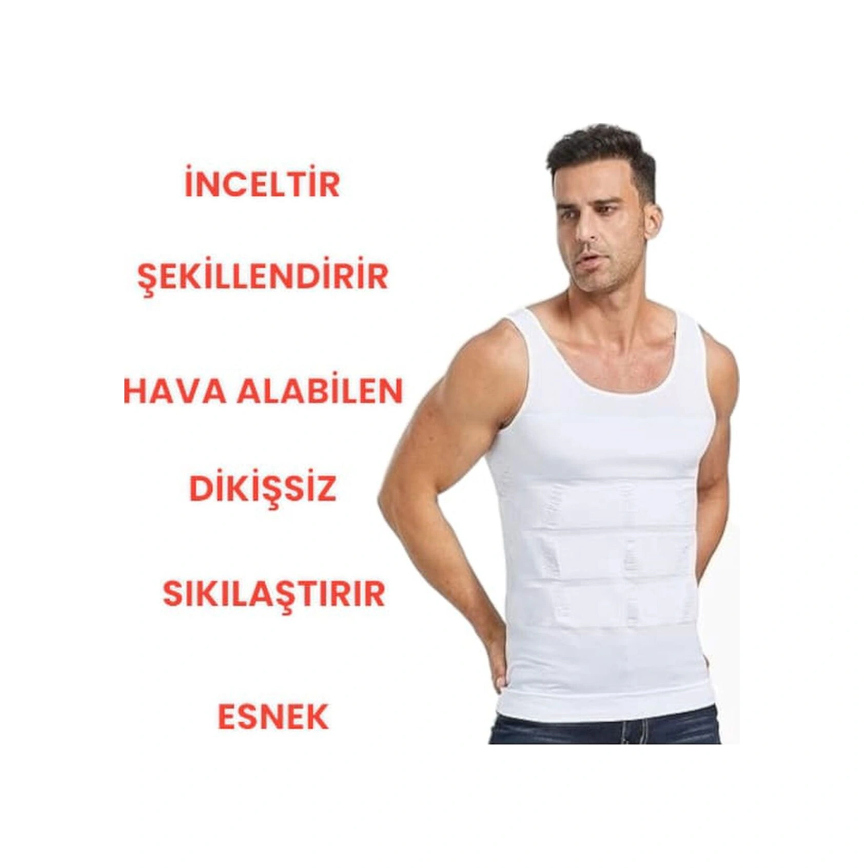 Tezzgelsin Erkek Vücut Şekillendirici Göğüs Ve Göbek Toparlayıcı Sıkılaştırıcı Nefes Alan Atlet Korse Beyaz