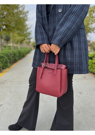 Just Polo Lüks Tasarım 3 Bölmeli Yumuşak Deri Lüks Ve Şık Dokunuş El & Omuz Çantası Shoulder Bag Bordo