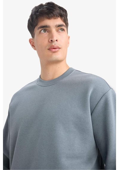 Defacto Relax Fit Bisiklet Yaka Kalın İçi Yumuşak Tüylü Basic Düz Sweatshirt T5139az25augn846 Yeşil