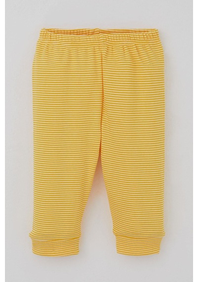 Breeze Erkek Bebek Pijama Takımı Omuzdan Patlı Rib Çizgili 4 Ay-1 Yaş, Sarı