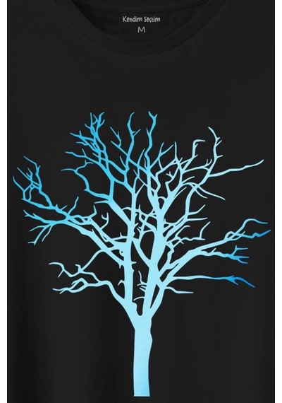 Nature Hayat Ağacı Kuru Ağaç Silüeti Baskılı Tişört Unisex T-shirt 001