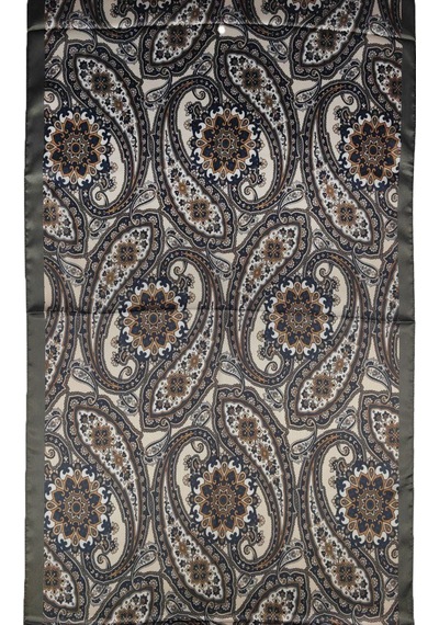 Mim Eşarp Sina İpek Etnik Desenli Jan Jan Şal 75x190 Cm Kahve