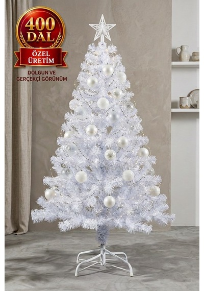 150 Cm Lüks Beyaz Yılbaşı Ağacı 400 Dallı Özel Üretim Noel Ağacı Yılbaşı Çam Ağacı