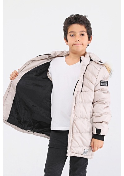 Natural Kürklü Erkek Çocuk Kaban 51237t Bej