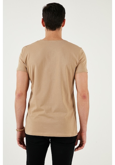 Buratti Pamuklu Slim Fit V Yaka Basic Erkek T Shirt 5412001 Vizon