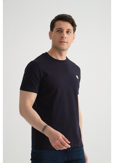 Shooter Sportwear Shooter Erkek Pamuklu Esnek T-shirt Standart Kalıp Minimal Logolu Lacivert