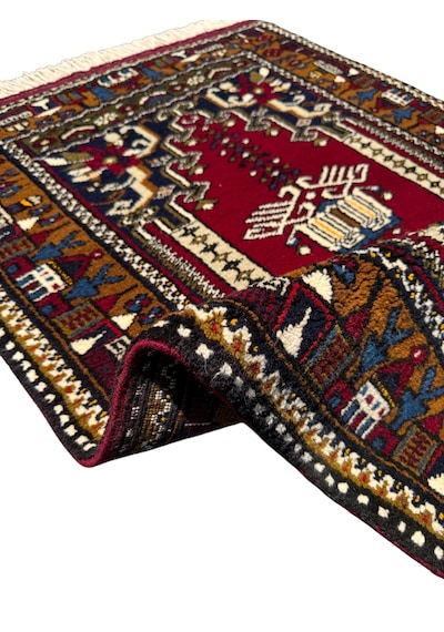 El Dokuma Sıfır Yahyalı Halısı Seccade 87x130 Kırmızı Kök Boya %100 Yün Namazlık