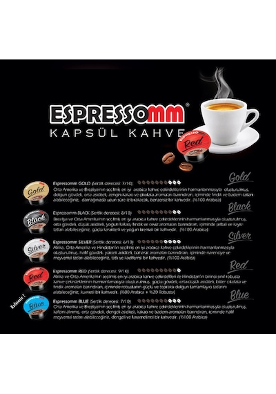 Espressomm® Tchibo Cafissimo Makineleri İle Uyumlu Black Kapsül Kahve 10'lu