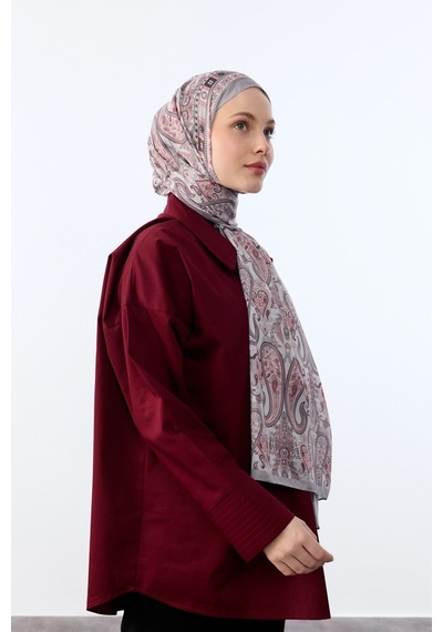 Mirsoy Scarf Asya Etnik Desen Şal Gri
