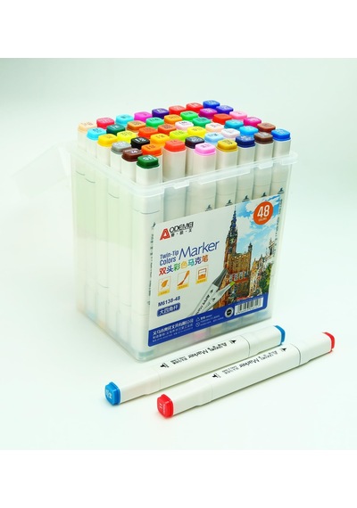 Bam Çift Taraflı 12'li Marker Kalem Seti Taşıma Kutulu Modern, Parça, 12