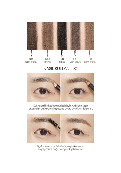 Missha Smudge Proof Wood Brow Bulaşmayan Kalıcı Doğal Kaş Kalemi Dark Brown