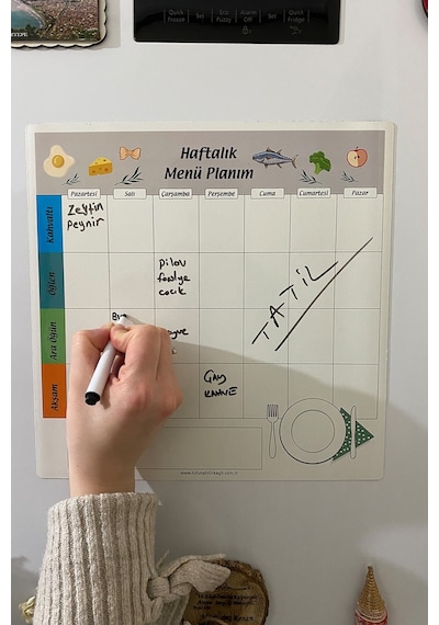 Haftalık Menü Planlayıcı Magnet Mıknatıslı Yazı Tahtası Buzdolabı (538425853)