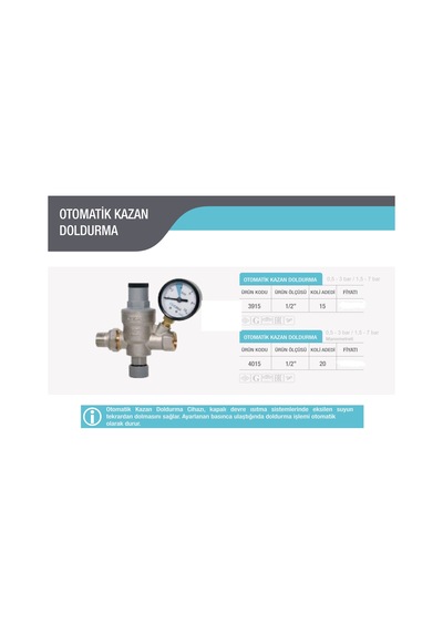 Case 1/2'' Oto. Kazan Doldurma Vanası 0,4-7 Bar 4015