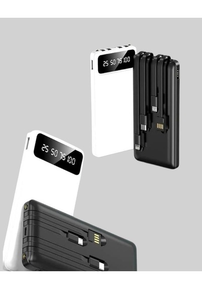Led Işıklı 20.000mah Powerbank Lcd Gösterge Dahili Çoklu Kablo Çok Renkli