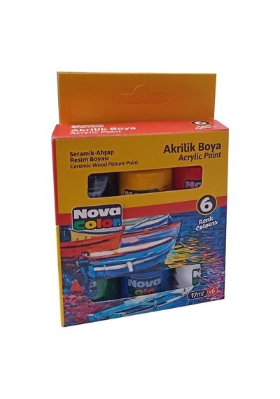 Akrilik Boya 6 Renk 17 Ml 1 Paket Akrilik Boya Seti 6 Lı Ahşap Tuval Taş Ağaç Boyamalar İçin İdea Boyama Seti