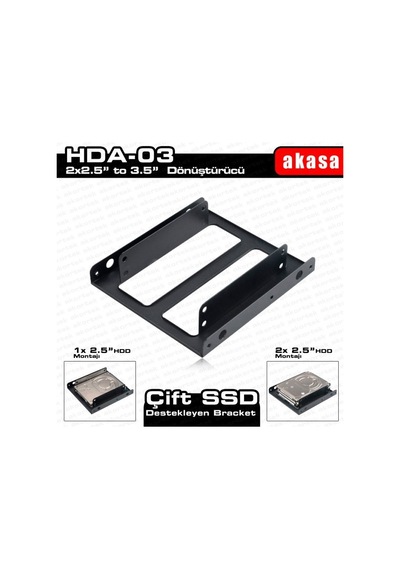 Akasa 2 x 2.5" HDD/SSD Çift Yuvalı 3.5" Dönü  türücü AK-HDA-03