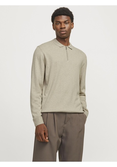 Jack & Jones Erkek Polo Gömlek Einfarbig Bej Sweatshirt - 12268210