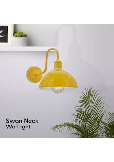 Riolight Vintage1,rustik1,retro1 Sarı Metal Otel,cafe,odaklar İçin Duvar Aplik Şapka Çapı:23cm Sarı