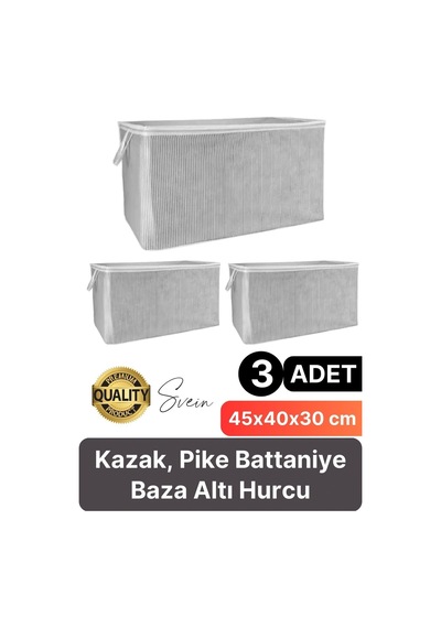 3 Adet Çok Amaçlı Kazak Pike Battaniye Kıyafet Hurcu Dolap Düzenleyici Yerden Tasarruf Baza Altı Çok Renkli