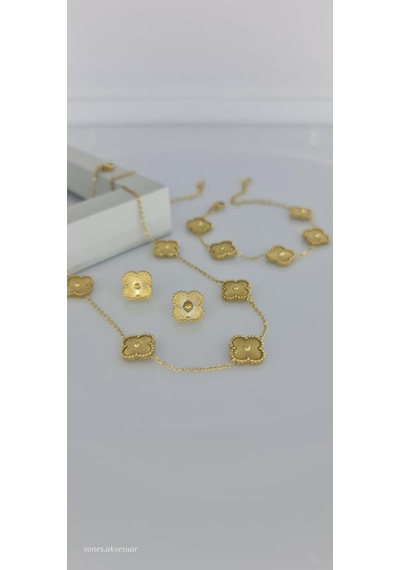 Günlük Gold Çelik Takı Seti Gümüş - Rose Gold