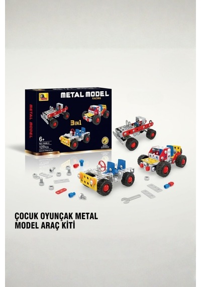 3 İn 1 Metal Araba Yapım Seti - 127 Parça Eğitici Mekanik Montaj Oyuncağı Zeka Geliştirici Araç Kiti