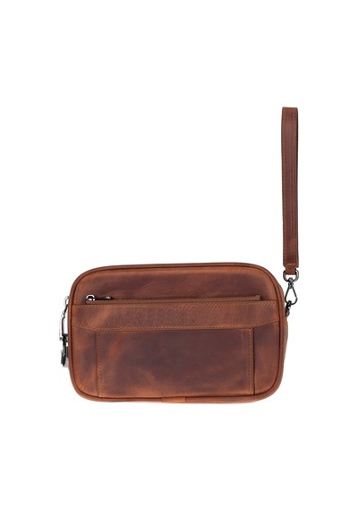 Bloominbag Forge Wrist Heritage Saddle Luxe Hakiki Deri Unisex Kilitli Clutch Kahverengi