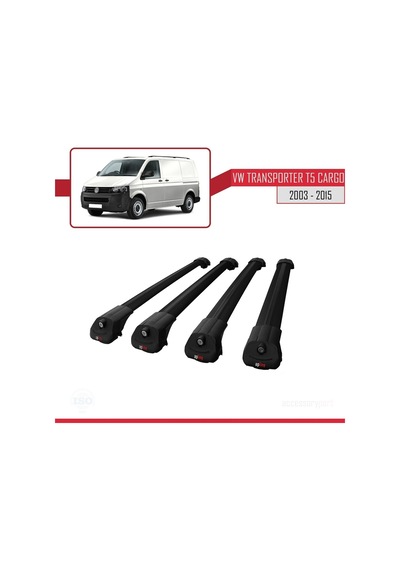 Volkswagen Transporter T5 2003-2015 Arası İle Uyumlu Ace-1 Ara Atkı Tavan Barı Siyah 4 Adet Bar