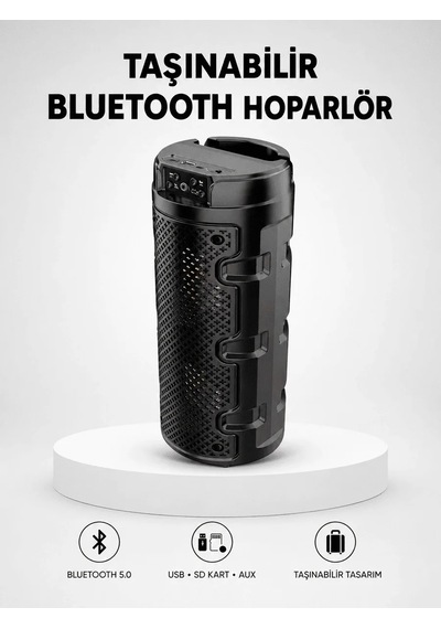 Ers Bluetooth 5.0 Kablosuz Hoparlör Çift Sürücülü Yüksek Ses Kalitesi Kompakt Tasarım