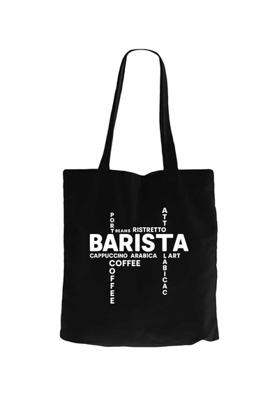 Barista Modern Tasarım Siyah Fermuarlı Bez Çanta Gabardin