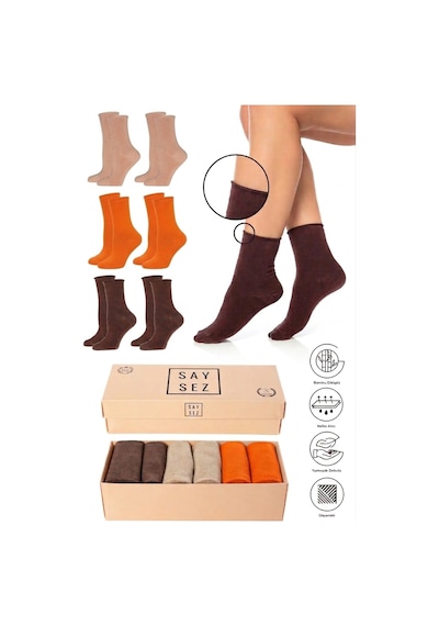 Saysez Bambu Kadın Lastiksiz Turuncu-kahverengi-bej Soket Dikişsiz Premium Çorap Kutulu 6'lı / İz Bırakmaz / Sıkmayan Çorap Çok Renkli Saysez Bambu Kadın Lastiksiz Turuncu-kahverengi-bej Soket Dikişsiz Premium Çorap Kutulu 6'lı / İz Bırakmaz / Sıkmayan Çorap Çok Renkli