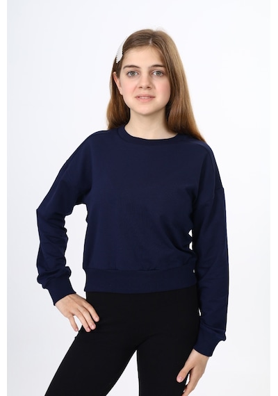 Toontoy Kız Çocuk Düşük Omuz Gazeli Okul Sweatshirt Lacivert