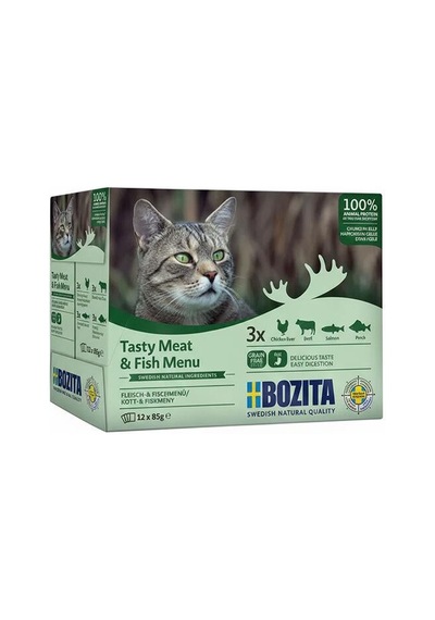 Bozita Jöle İçinde Balık Ve Etli Kedi Konservesi Multibox 12x85 Gr