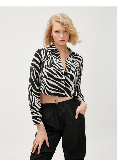 Koton Zebra Desenli Saten Crop Gömlek Uzun Kollu Siyah Desenli 3sak60187pw Siyah Desenli Koton Zebra Desenli Saten Crop Gömlek Uzun Kollu Siyah Desenli 3sak60187pw Siyah Desenli