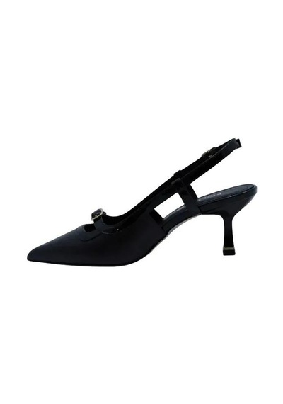 Poletto Hakiki Deri Sıyah Ayakkabı Stiletto 9841 110-1182 Siyah