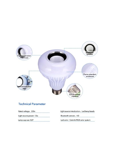 Tr Led Ampul E27 Rgb Renk Değiştiren Uzaktan Kumanda Kontrollu Bluetooth Müzik Hoparlörü Ampul Çok Renkli Genel