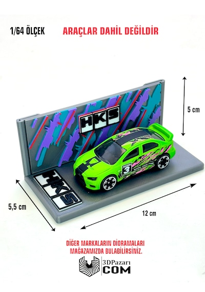 3d Baskı 1/64 Ölçekli Hks Tasarımlı Mini Diorama Araç Sergileme Garajı