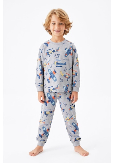 Modanino Erkek Çocuk %100 Pamuk Pijama Takımı 3-8 Yaş 12736ıs Gri